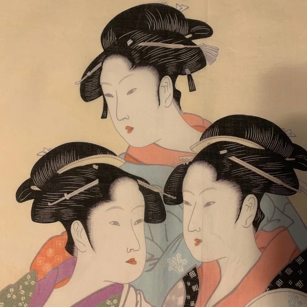 Kitagawa Utamaro Vintage Three‎ Ladies of the Present Day Silk Scarf